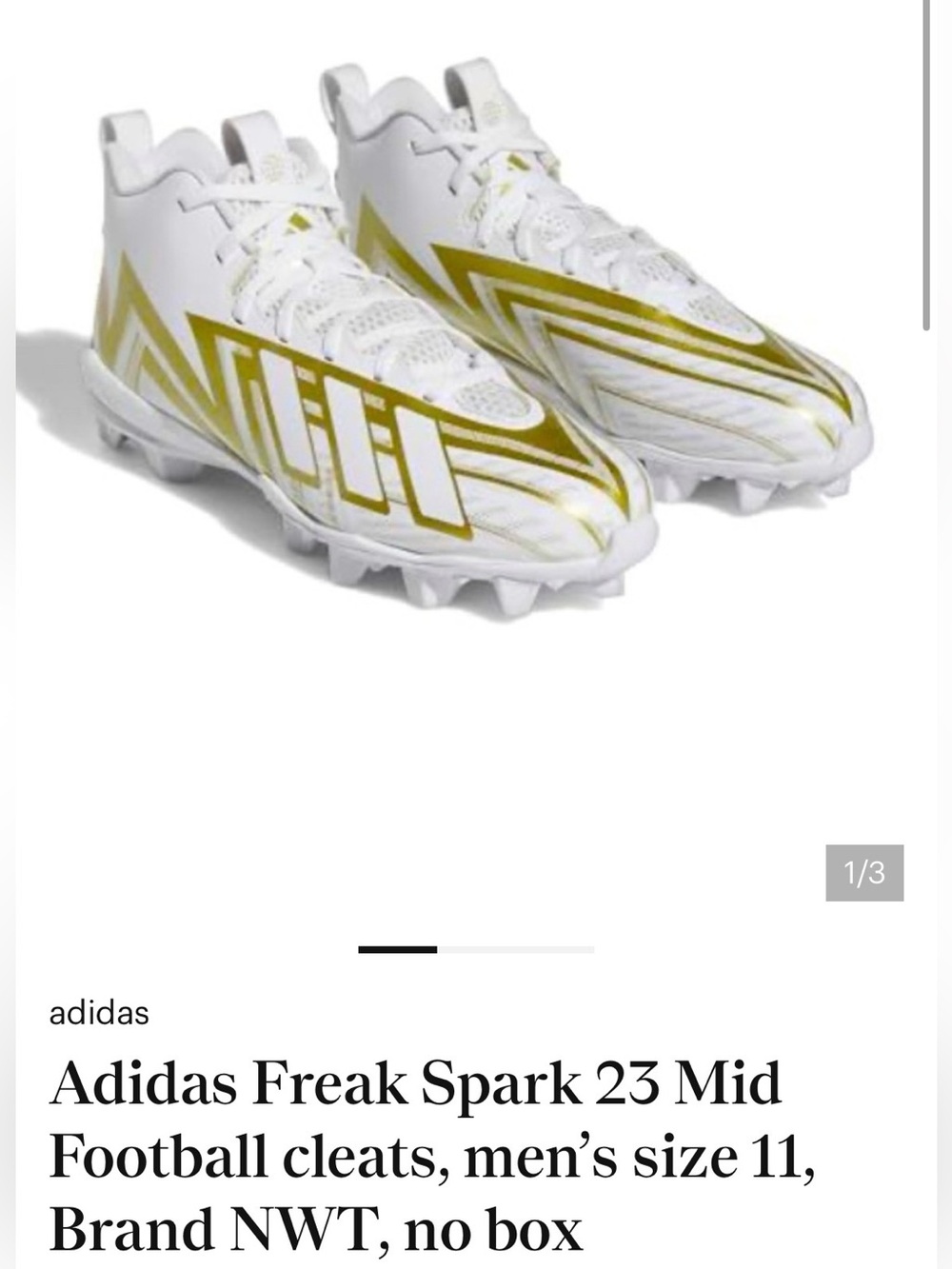 Adidas Freak Spark 23 Mid Football cleats, men’s size 11, Brand NWT, no box